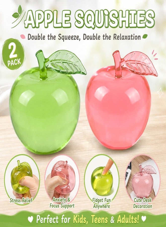 DRVUXBIL 2PCS Apple Squishy Toy, Slushy Green Apple Squishy, Realistic Clear Fruit Squishies Soft Slow Rising Stress Balls for Anxiety Relief, Cute Squeeze Fidget Toys for Adults & Kids, Party Favors Gift - Image 5
