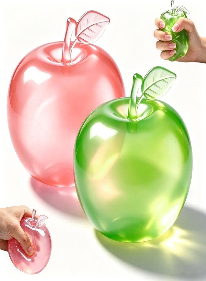 DRVUXBIL 2PCS Apple Squishy Toy, Slushy Green Apple Squishy, Realistic Clear Fruit Squishies Soft Slow Rising Stress Balls for Anxiety Relief, Cute Squeeze Fidget Toys for Adults & Kids, Party Favors Gift - Image 1