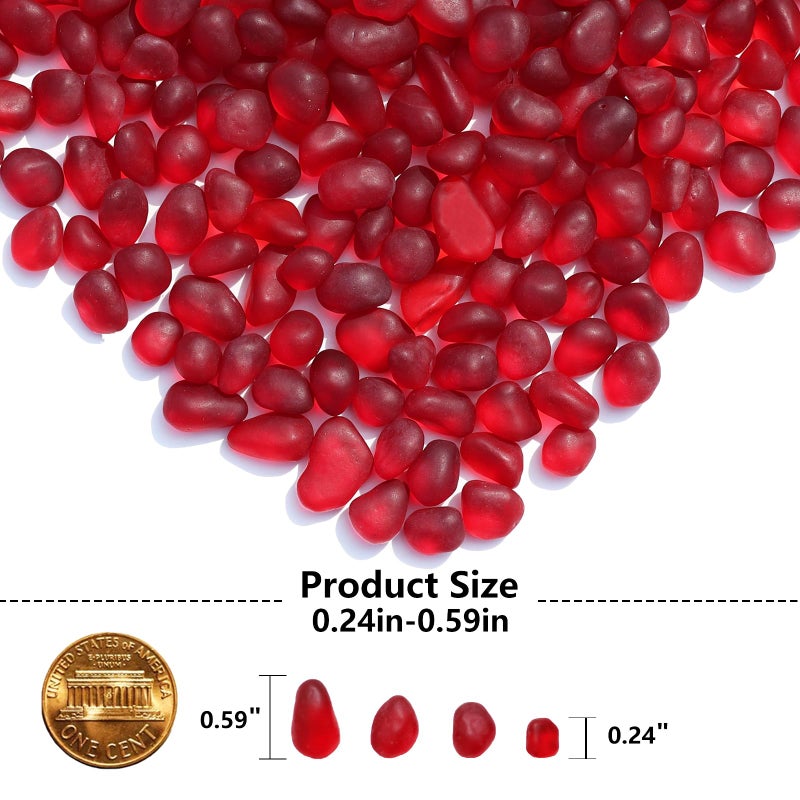 QYGL Sea Glass Stones - 0.9LB Red Frosted Glass Pebbles Gemstones - Perfect for Aquarium Rocks, Fish Tank Gravel, Vase Fillers, DIY Crafts, and Home Decor - Image 3