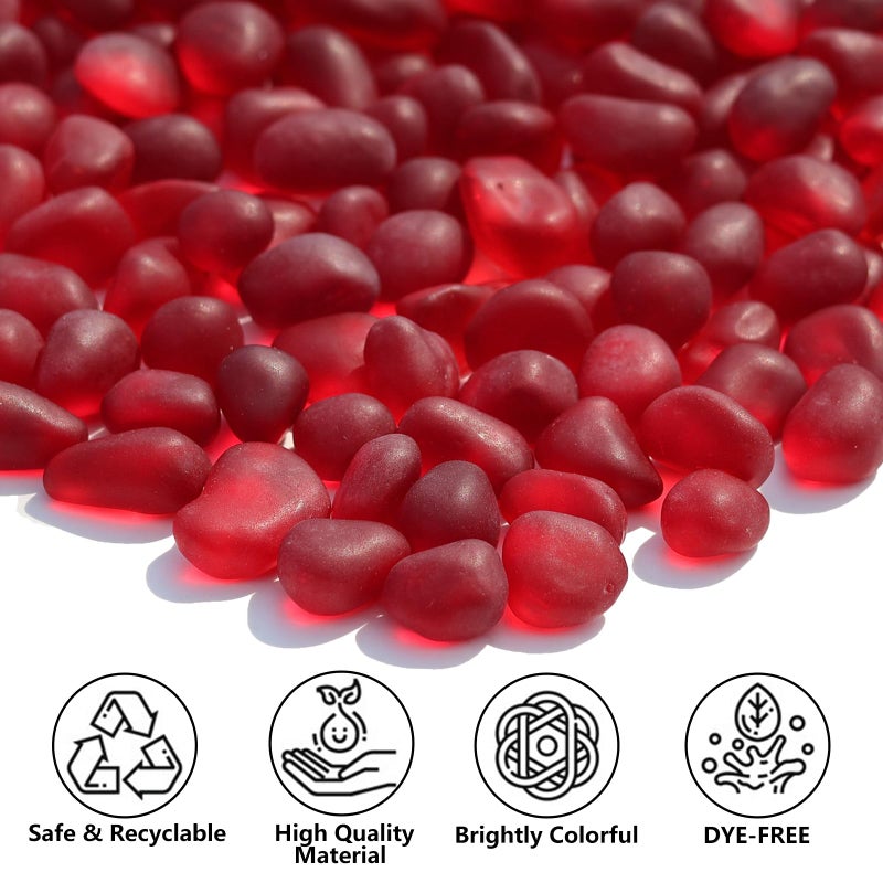 QYGL Sea Glass Stones - 0.9LB Red Frosted Glass Pebbles Gemstones - Perfect for Aquarium Rocks, Fish Tank Gravel, Vase Fillers, DIY Crafts, and Home Decor - Image 2