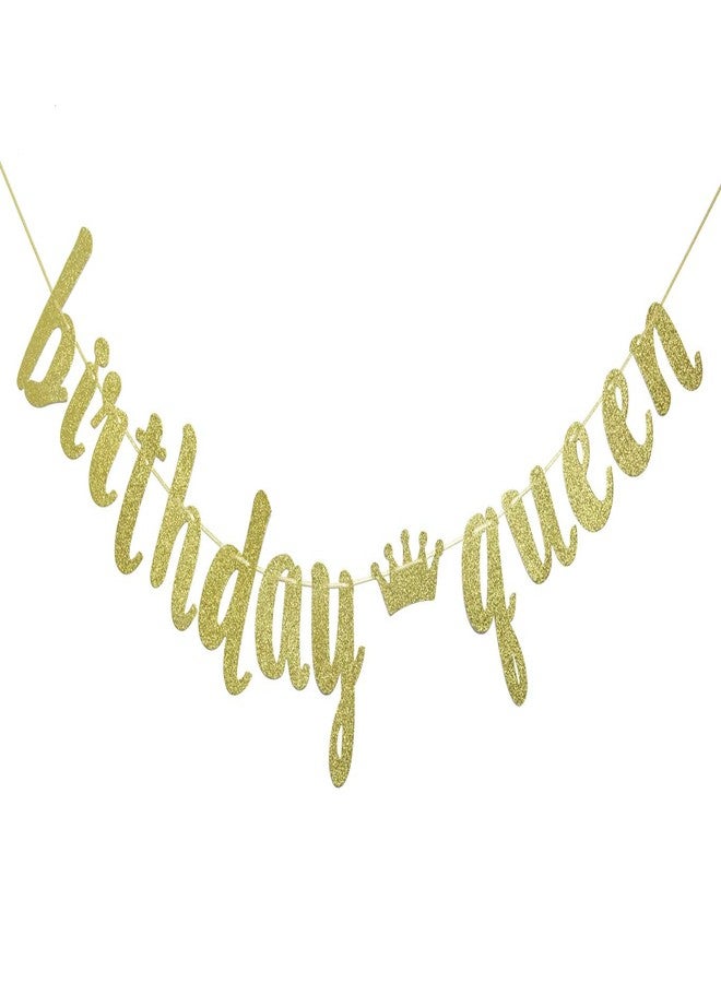 FOZEE Birthday Queen Banner for 16th,18th, 21st, 30th, 40th, 50th, 60th Birthday Party Decorations (Gold) - Image 1
