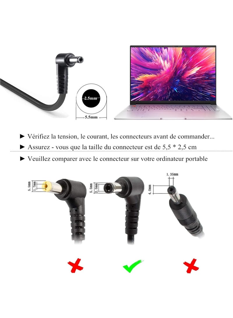 Terabyte Laptop Charger AC Power Supply for  Output: 19V 4.74A 90W Charger Power Supply Power Supply Plug: 5.5 x 2.5 mm - Image 2