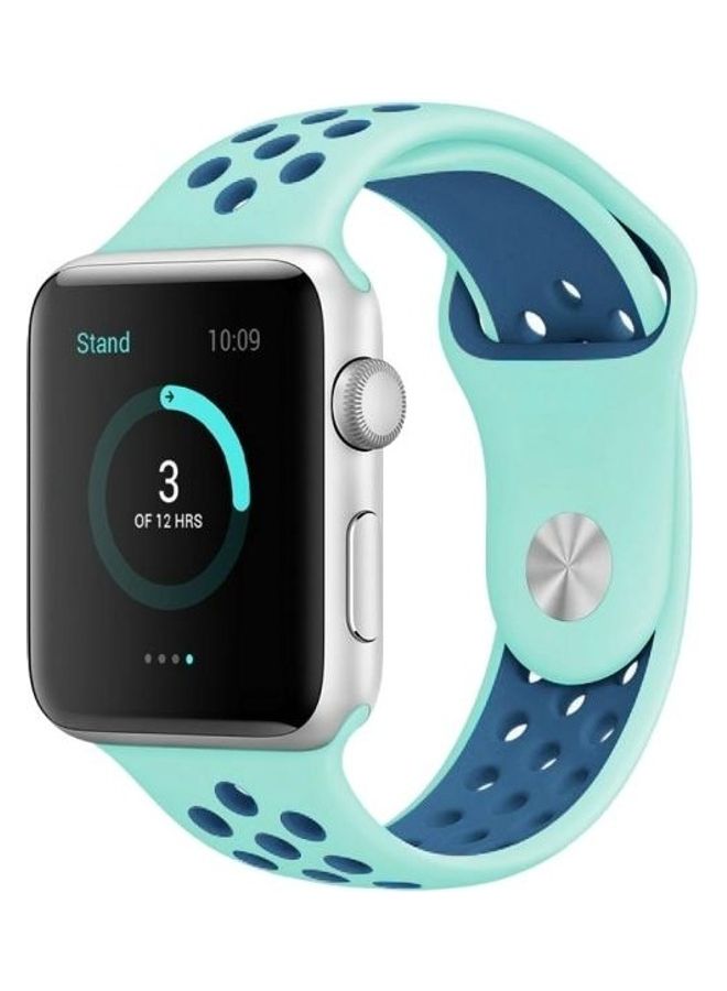 BGM Sport Silicone Watchband Standard Edition For Apple Watch Series 6/SE/5/4 44mm - 3/2/1 42mm Green/Blue - Image 5