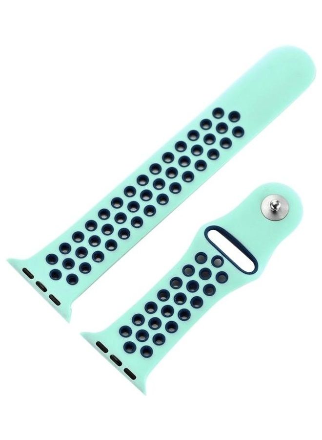 BGM Sport Silicone Watchband Standard Edition For Apple Watch Series 6/SE/5/4 44mm - 3/2/1 42mm Green/Blue - Image 4