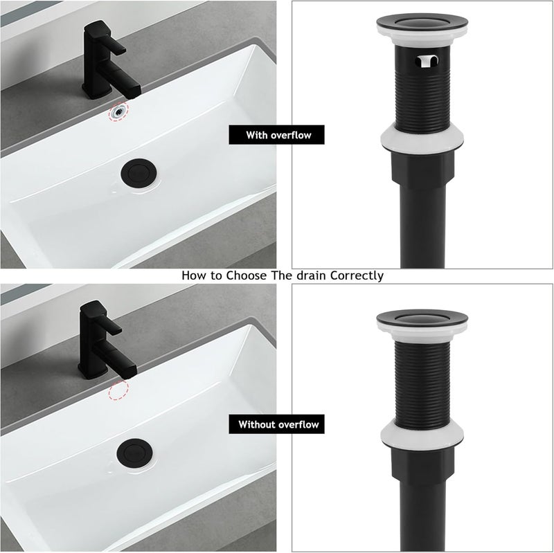 Rackickyer Bathroom Sink Drain,Drain Stopper Bathroom Sink Without Overflow,Small Cap Pop Up Drain Assembly with Detachable Strainer Basket,Built-in Anti-Clogging, Stainless Steel Nut Matte Black - Image 5