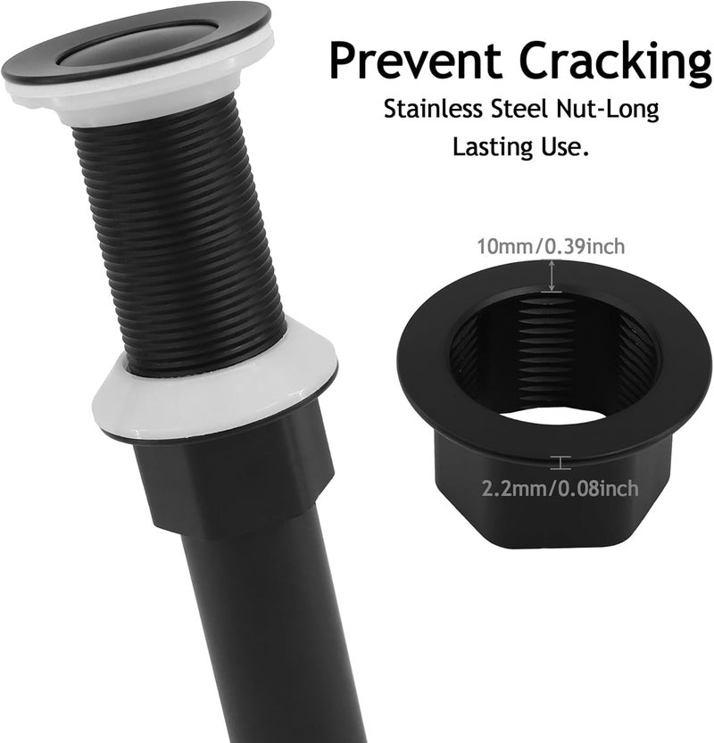 Rackickyer Bathroom Sink Drain,Drain Stopper Bathroom Sink Without Overflow,Small Cap Pop Up Drain Assembly with Detachable Strainer Basket,Built-in Anti-Clogging, Stainless Steel Nut Matte Black - Image 3