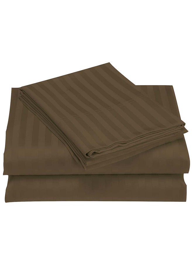 HOTEL COLLECTION Stripe COFFEE BROWN Single Fitted Sheet 90 x 190 cm with Single Pillow Case
