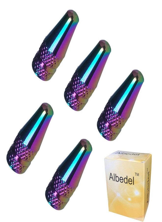 Albedel 5 Pcs Fantasy Colorful MTB Presta Bike Bicycle Road Racing Coloured Metal Anodized Machined Aluminum Alloy Tire French Style Valve Cap Dust Covers - Image 1