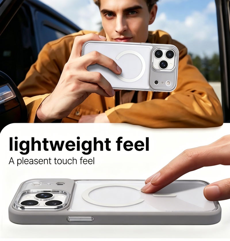 for iPhone 17 Pro Max Case Compatible with MagSafe,Magnetic Phone Case for iPhone 17 Pro Max,Diamond Texture Matte Anti-Fingerprint Shockproof Luxury INS Style Protective Cover Titanium Gray - Image 4