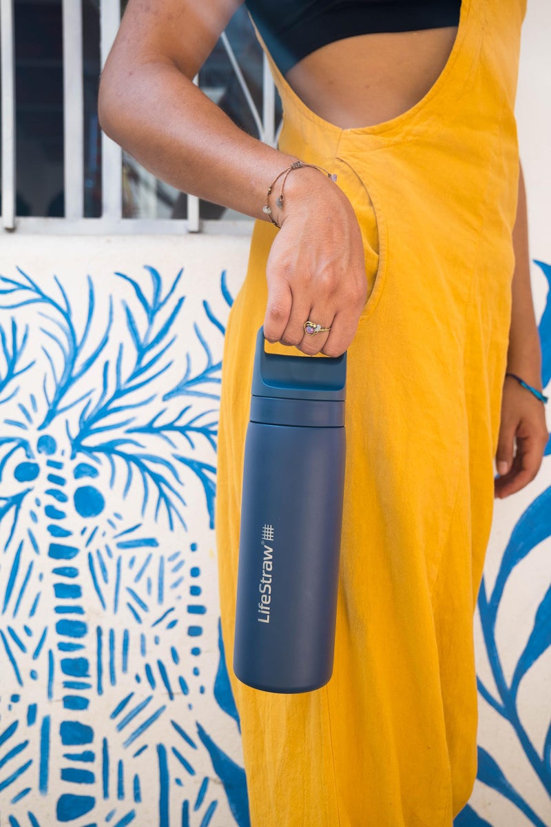 LifeStraw Go Series â€“ Insulated Stainless Steel Water Filter Bottle for Travel and Everyday Use, Removes Bacteria, Parasites and Microplastics, Improves Taste, 18oz Aegean Sea - Image 4
