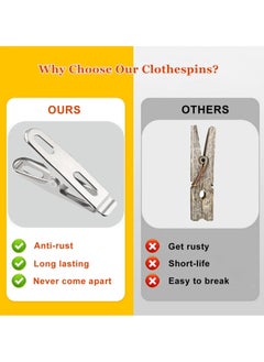 Generic 20 Pcs Stainless Steel Clothespins Wire Clothes Pins Laundry Clips for Outdoor Clothesline Home Kitchen Travel Office Decor Food Bag (Silver)  - Image 4