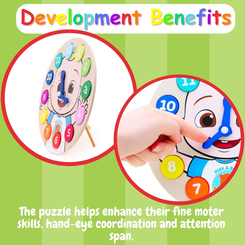 ToylandÂ® Cocomelon Wooden Learning Clock Puzzle - Learn to Tell The Time - Toddler Toys Age 3+ - Image 4