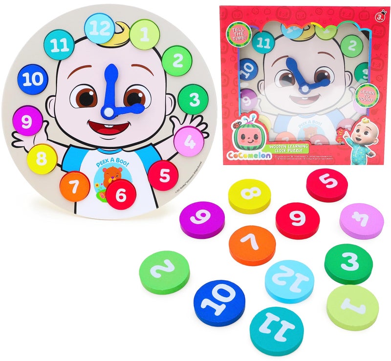 ToylandÂ® Cocomelon Wooden Learning Clock Puzzle - Learn to Tell The Time - Toddler Toys Age 3+ - Image 1