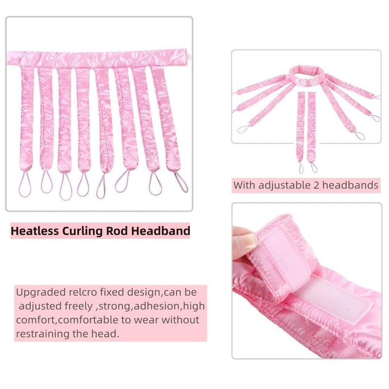 JYHi Pink Heatless Hair Curler Silk New Upgradeed No Heat Curling Rode Headband for Long Hair Soft Hair Curls with Removeable & Adjustable To Sleep In Hair Curls - Image 2