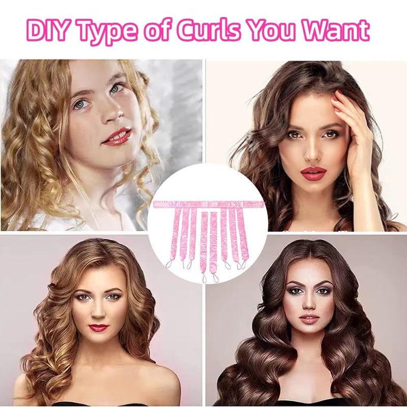 JYHi Pink Heatless Hair Curler Silk New Upgradeed No Heat Curling Rode Headband for Long Hair Soft Hair Curls with Removeable & Adjustable To Sleep In Hair Curls - Image 4