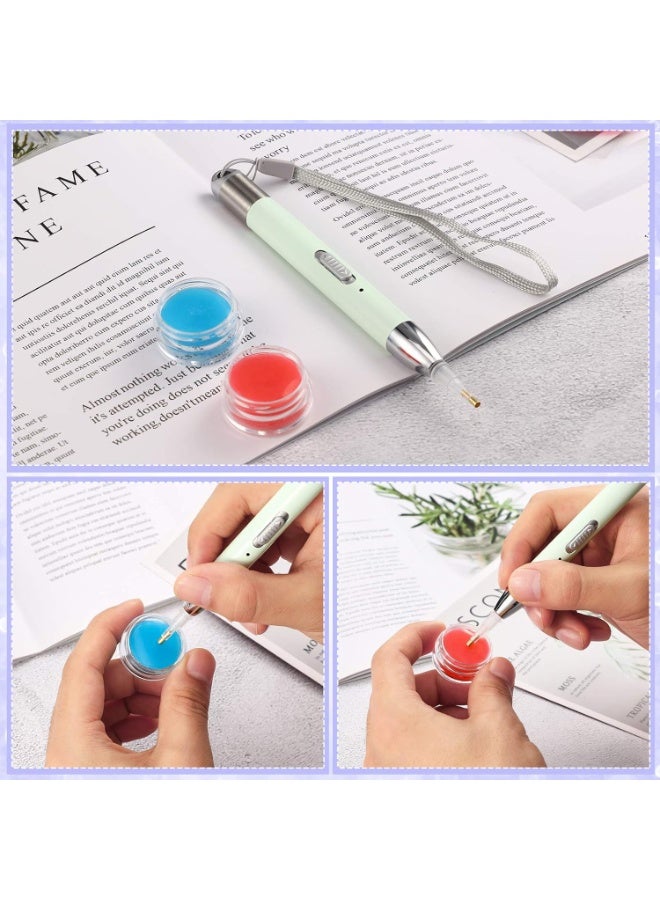 Bukela 2 Pieces Diamond Painting Pen with Light Drill Pens Diamond Painting Accessories 12 Pen Heads, 2 Anti-Slip Mats, 2 Wax Organizer Cases for DIY Painting Craft Supplies Tools(Yellow, Green) - Image 3