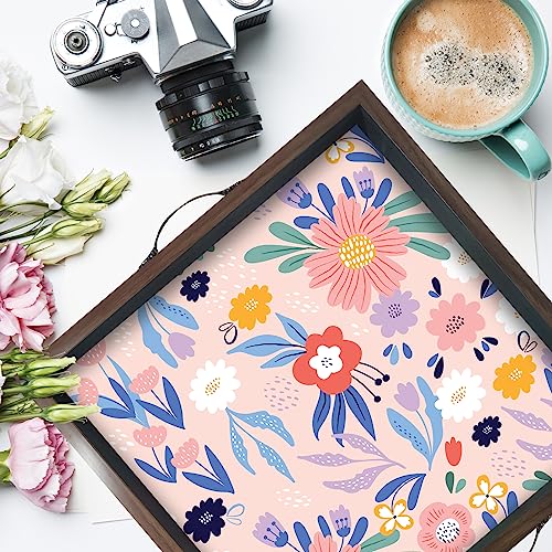 PAPER PLANE DESIGN Wooden Serving Tray for Serving, Square Large Serving Tray Table Decoration (Square 12 INCH) (C) - Image 4