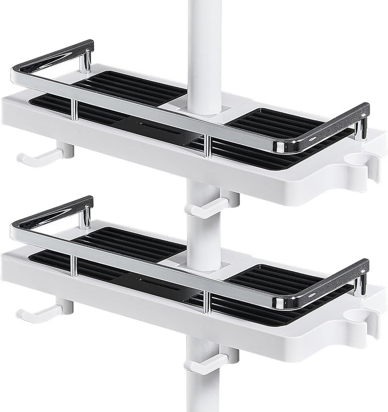 DUFU Shower Caddy No Drill 2Packs Shower Shelf Bathroom Shelf Shower Rack Organiser Holder for Soap Shampoo Towel with Buckle and Shower Head Hook Fit 22mm - 25mm Shower Rail - Image 1