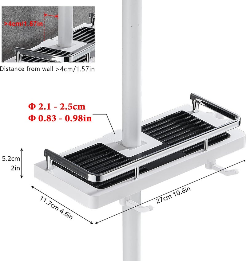 DUFU Shower Caddy No Drill 2Packs Shower Shelf Bathroom Shelf Shower Rack Organiser Holder for Soap Shampoo Towel with Buckle and Shower Head Hook Fit 22mm - 25mm Shower Rail - Image 5