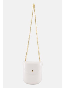 Women Glossy Mini Cross Body Bags 17,5 H x 14 L x 6 W cm, White