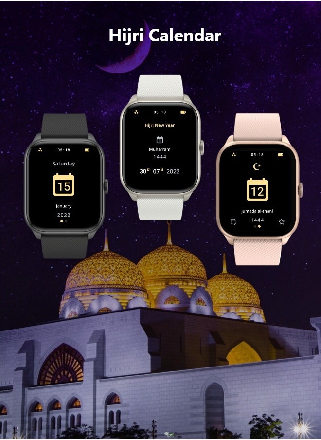 iQIBLA - QURAN SMART WATCH | Full Quran Recitation | Prayer Times Reminders | Daily Azkar | Hijri Calendar | HR & SPO2 Monitoring | Bluetooth Call - Image 1