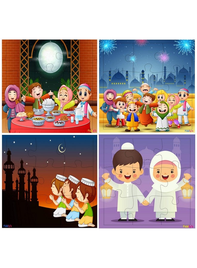 Fiddlys Fiddly'S Wood Jigsaw Puzzles For Kids & Children - 9 Pieces (Eid Festival - Pack Of 4) Age 3+ - Image 1