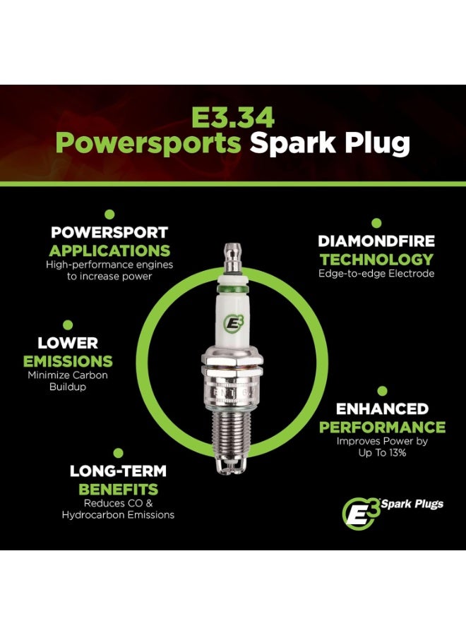 E3 Spark Plugs E3.34 Powersports Spark Plug for Motorcycles, ATVs, Snowmobiles, and More, Patented DiamondFIRE Technology, Pack of 1 - Image 5