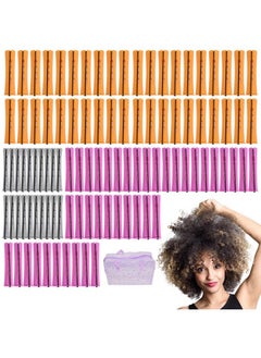 100Pcs Perm Rods Set Perm Rod For Natural Hair Long Cold Wave Rods Small Hair Roller Kinky Curly Hairstyle (Purple40+Orange40+Grey20)