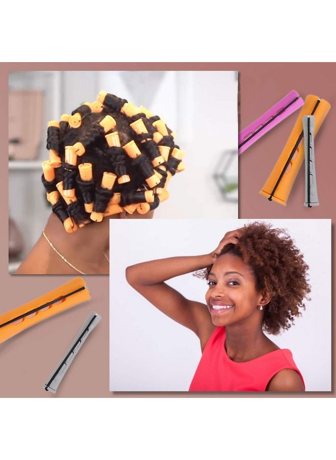 AFANSO - 100Pcs Perm Rods Set Perm Rod For Natural Hair Long Cold Wave Rods Small Hair Roller Kinky Curly Hairstyle (Purple40+Orange40+Grey20) - Image 1