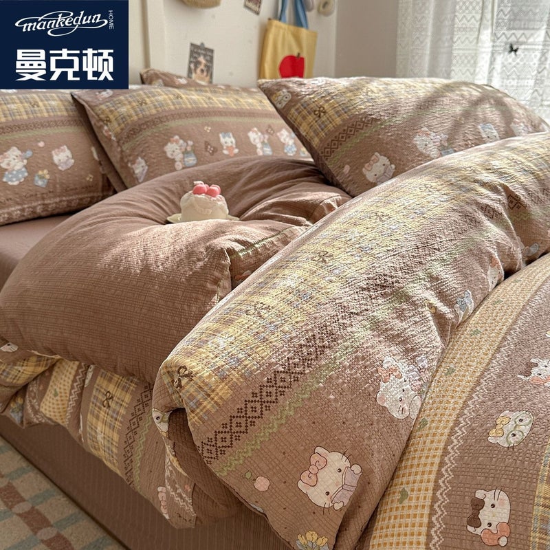 A-level ultra soft double-layer down duvet cover bed sheet set - four piece set bedding bed sheet duvet cover pillow cover - Image 1