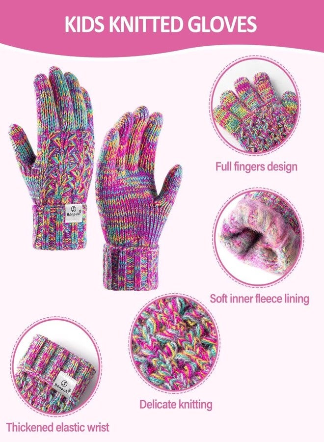 SENPUKI Kids Winter Hat Gloves Scarf Set,Girls Toddler Winter Hat Beanies with Pom Neck Warmer Gaiter Mittens Fleece Lined Set Christmas Gift for Kids（Green Mix） - Image 4