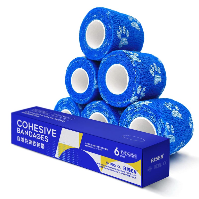 RISEN Cohesive Bandage 2 x 5 Yards 6 Rolls Self Adherent Wrap Medical Tape Adhesive Flexible Breathable First Aid Gauze Ideal for Stretch Athletic - Image 3