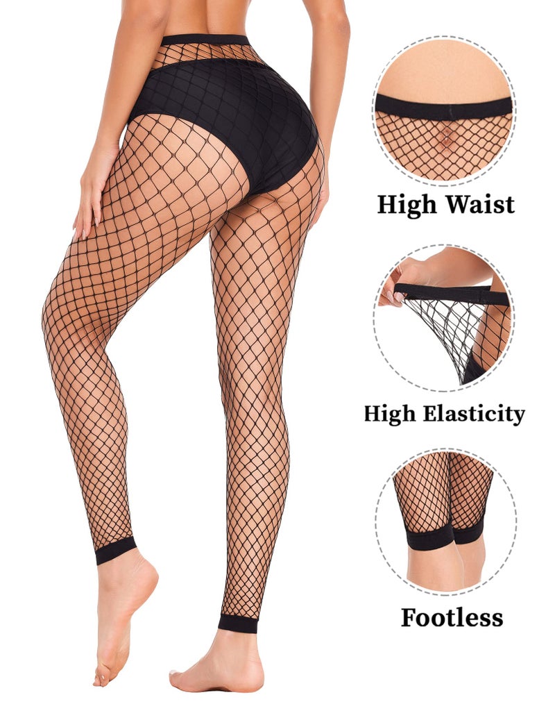 Avidlove Footless Fishnet Tight High Waisted Fishnet Stockings Fishnet Leggings Black - Image 4