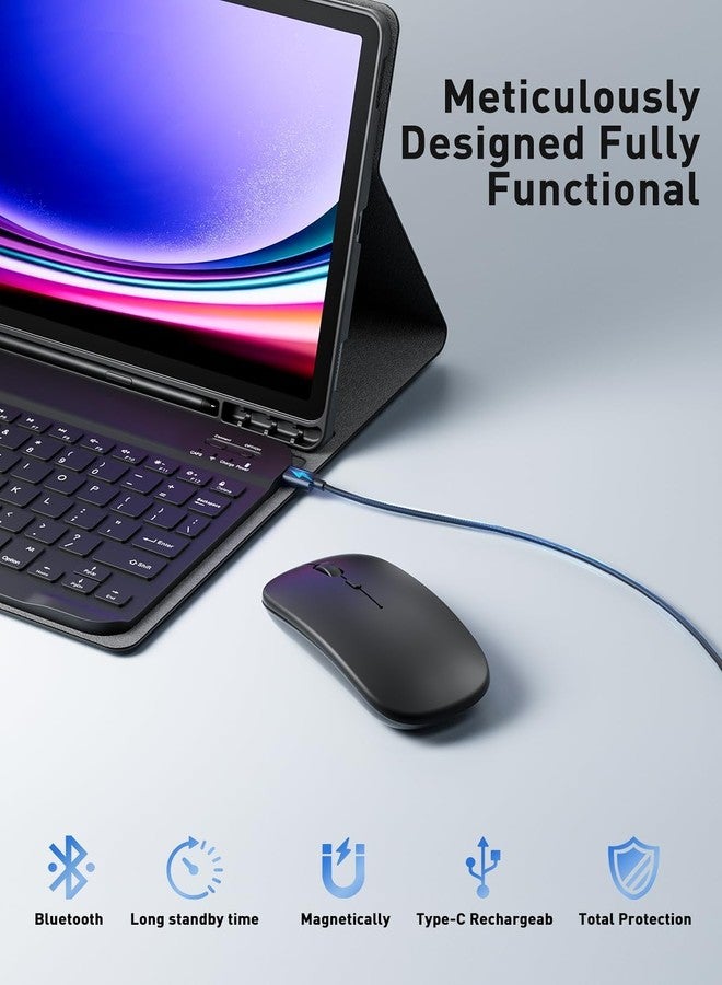 TUNKARMOR Case Keyboard for Samsung Galaxy Tab S10 Lite / S10 FE / S9 FE / S9 / S8 / S7 10.9"/11" Built-in Pencil Holder with Mouse - Image 4