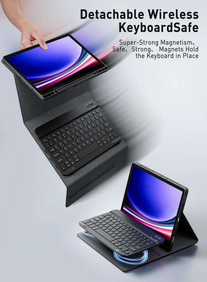 TUNKARMOR Case Keyboard for Samsung Galaxy Tab S10 Lite / S10 FE / S9 FE / S9 / S8 / S7 10.9"/11" Built-in Pencil Holder with Mouse - Image 5