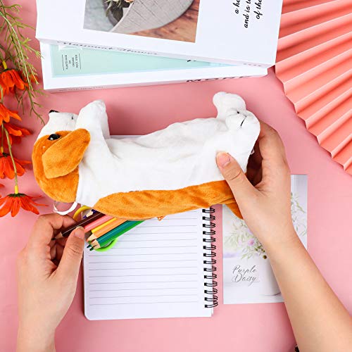Ioffersuper 4Pcs Dog Shape Pencil Pen Bags 3D Plush Pencils Case Cute Puppy Soft Stuffed Pencil Box Multi-Function Storage Zipper Bag for School Students Kids Stationery Bag Girls Cosmetic Organizer - Image 4
