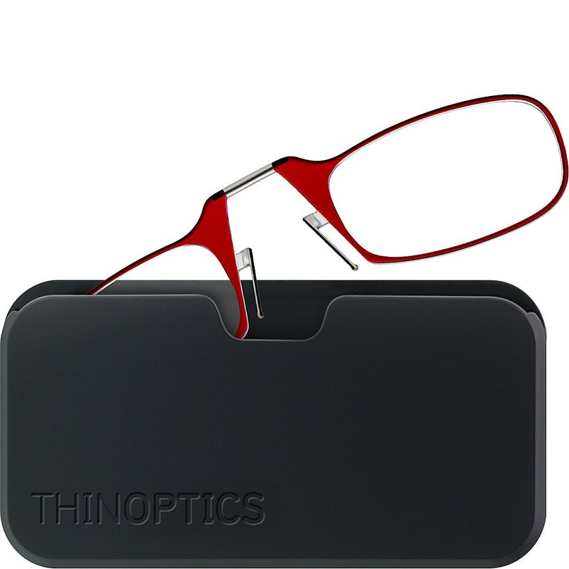 ThinOptics unisex-adult Reading Glasses + Black Universal Pod Case | Red Frames, 2.00 Strength Readers Red Frame / Black Case, 44 mm - Image 5