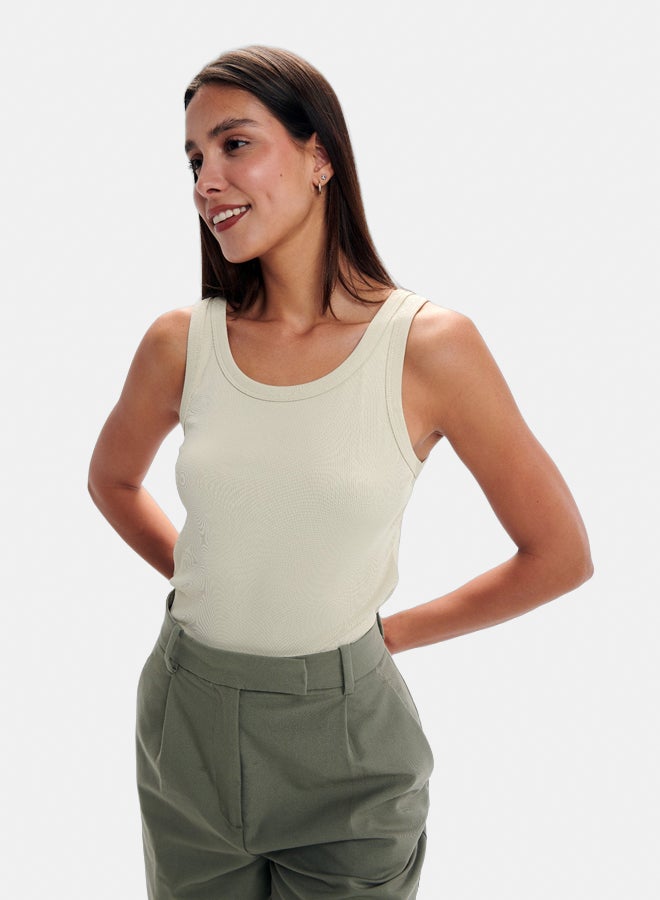 Essentials, Basic plain tank top slim fit for women beige - Image 2