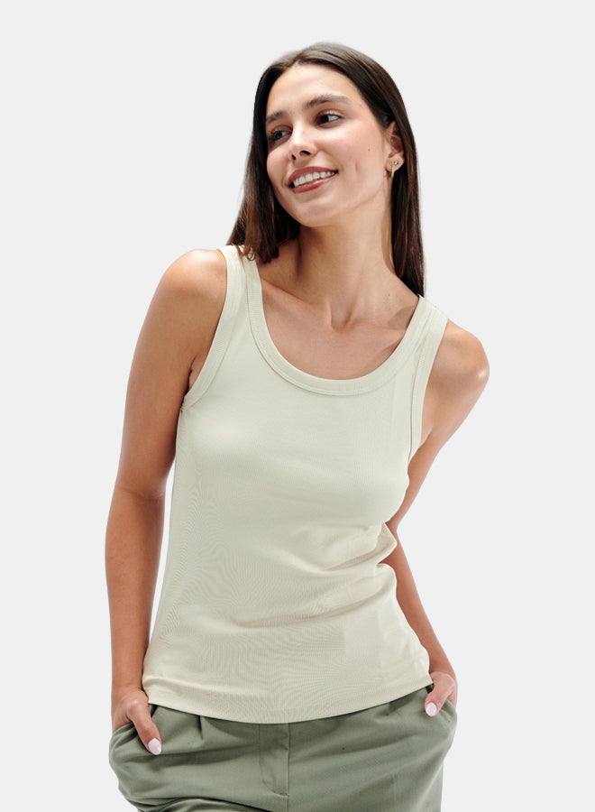 Essentials, Basic plain tank top slim fit for women beige - Image 1