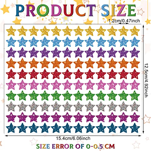 Lincia 1200 Pcs Star Glitter Stickers Sparkly Small Stickers for Kids Toddlers Teacher Reward Sheet Incentive Charts Classroom School Home Art Craft Party Favor Supplies - Image 5