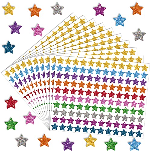 Lincia 1200 Pcs Star Glitter Stickers Sparkly Small Stickers for Kids Toddlers Teacher Reward Sheet Incentive Charts Classroom School Home Art Craft Party Favor Supplies - Image 1