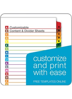 كاردينال فواصل Onestep Binder، فواصل Az Tab لـ 3 مجلدات حلقية، جدول محتويات قابل للتخصيص، علامات تبويب متعددة الألوان قابلة للعكس، مجموعة واحدة (60218)  - Image 3