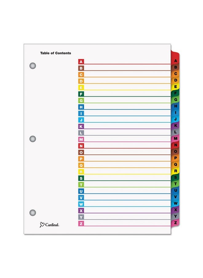كاردينال - فواصل Onestep Binder، فواصل Az Tab لـ 3 مجلدات حلقية، جدول محتويات قابل للتخصيص، علامات تبويب متعددة الألوان قابلة للعكس، مجموعة واحدة (60218) - Image 1