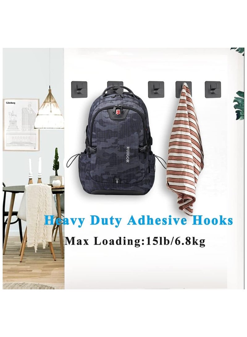 INFLUX Black Adhesive Towel Hooks Heavy Duty Stick on Wall Hooks Shower Hooks for Bathroom Kitchen Door-4 Packs Brand: - Image 5