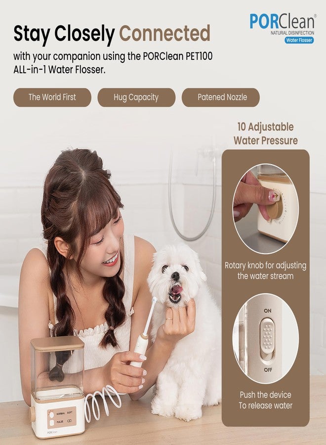 PORClean جهاز تنظيف أسنان الكلاب PORClean PET100 | خزان سعة 1000 مل، 4 رؤوس متخصصة | منظف أسنان مائي للكلاب ومزيل للجير | عناية بأسنان الحيوانات الأليفة للتخلص من البلاك ورائحة الفم الكريهة | آمن، لاسلكي، ومقاوم للماء بمعيار IPX5 - Image 3