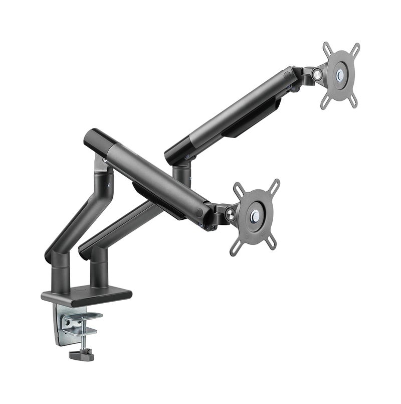 POUT E12 Dual Monitor Arm Mount Stand  Adjustable Full Motion Desk Mount for 1732 Screens Supports 422lbs per Arm VESA 75x75mm  100x100mm GreyBlack