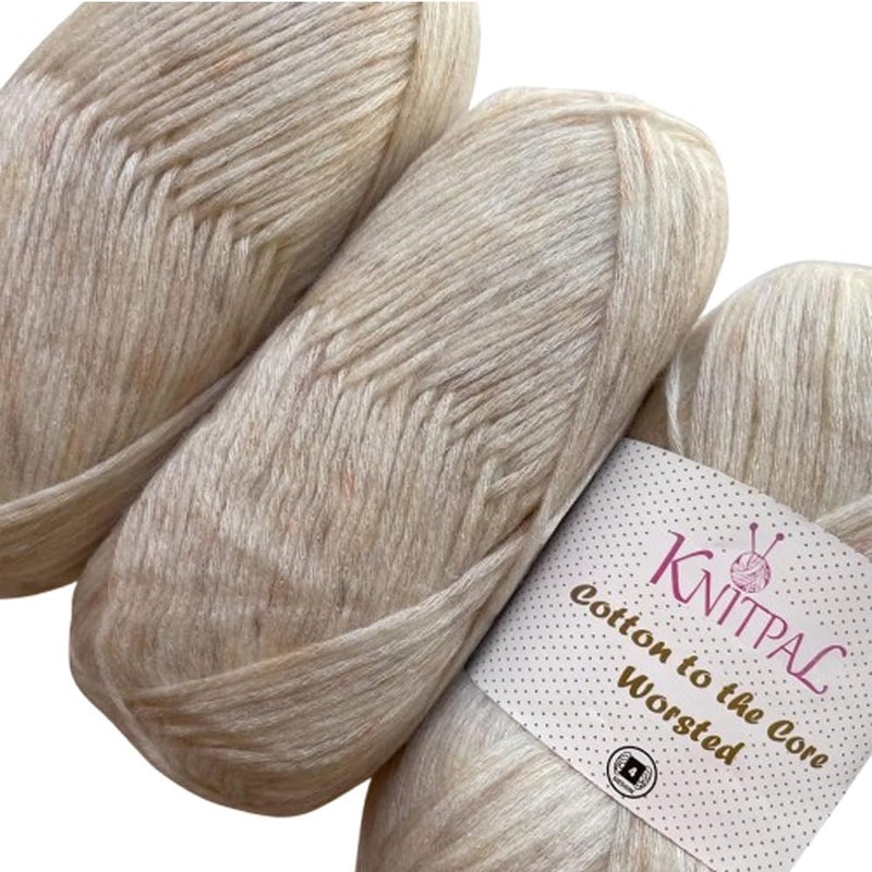 KnitPal Cotton to The Core Worsted Weight Yarn for Crocheting, 3-Pack (654Yds / 300G), Free Patterns, Beginners Friendly - Soft Cotton Yarn for Knitting - #4 Medium Worsted Weight - Pearl White - Image 1