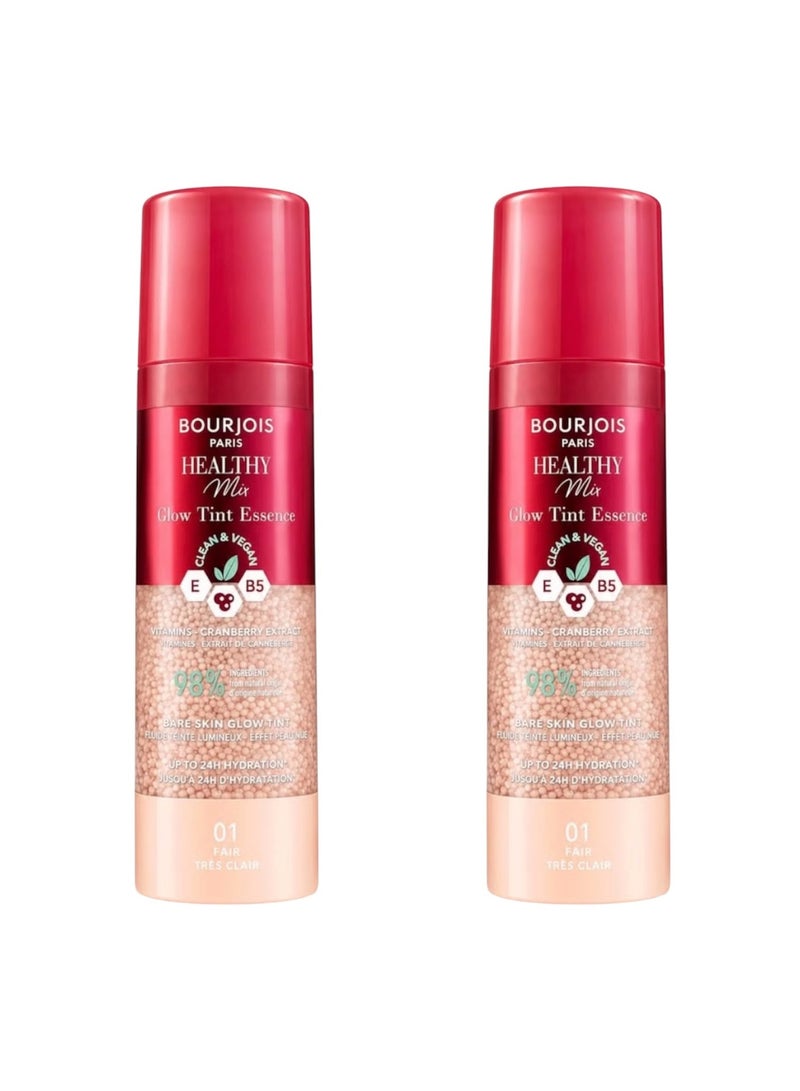 سيروم ملون للبشرة هيلثي ميكس غلو تينت إيسنس من برجوا (Bourjois Healthy Mix Glow Tint Essence - Shade 01 Fair) - طقم 2 قطعة - Image 2