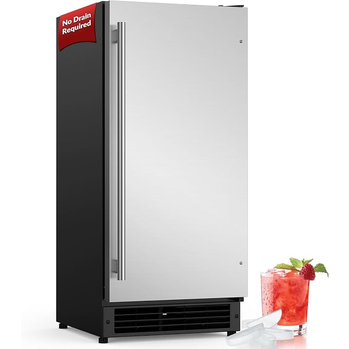 15" W Drainless Under Counter Ice Maker with 22LBS Storage Bin | Crescent Ice, Free Standing Built-in Ice Maker for Residential Commercial Use, No Drain Required, ETL Approved, 2026 Upgraded - Image 1