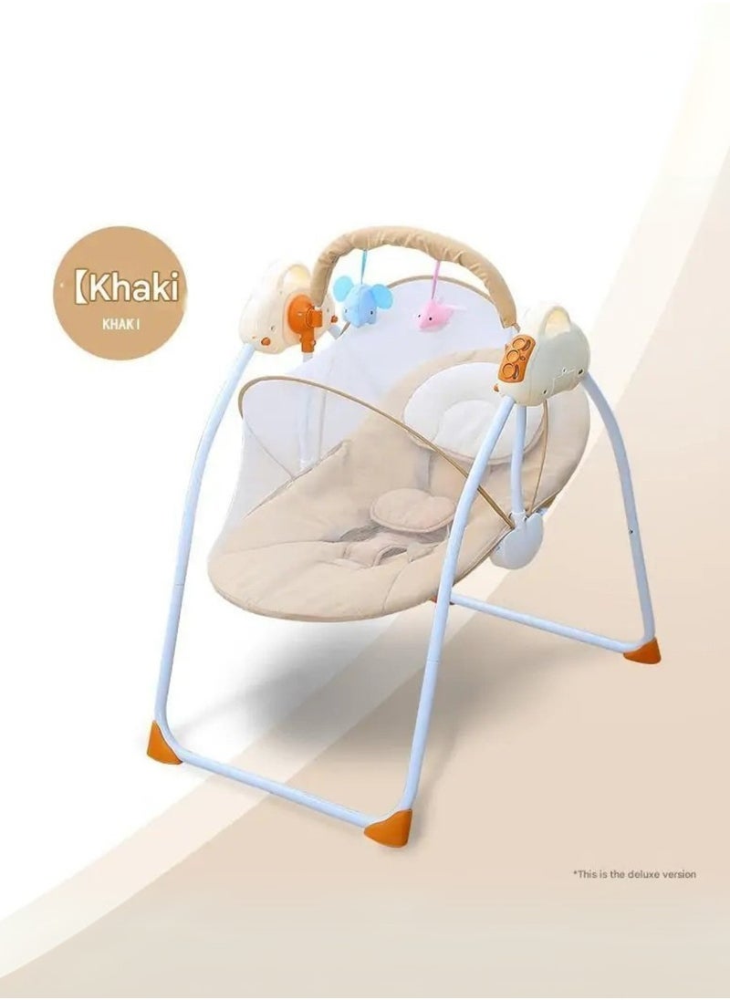 Moms Magic Baby Rocking Chair – Electric Rocking, Remote Control, 5-Point Safety Belt, MP3 & Bluetooth | Soft Headrest, Mosquito Net, Washable & Foldable | 0-12 Months  - Image 2